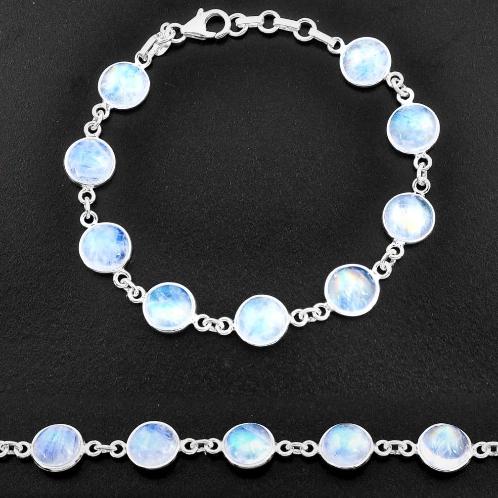 27.69cts natural rainbow moonstone 925 sterling silver tennis bracelet t14753