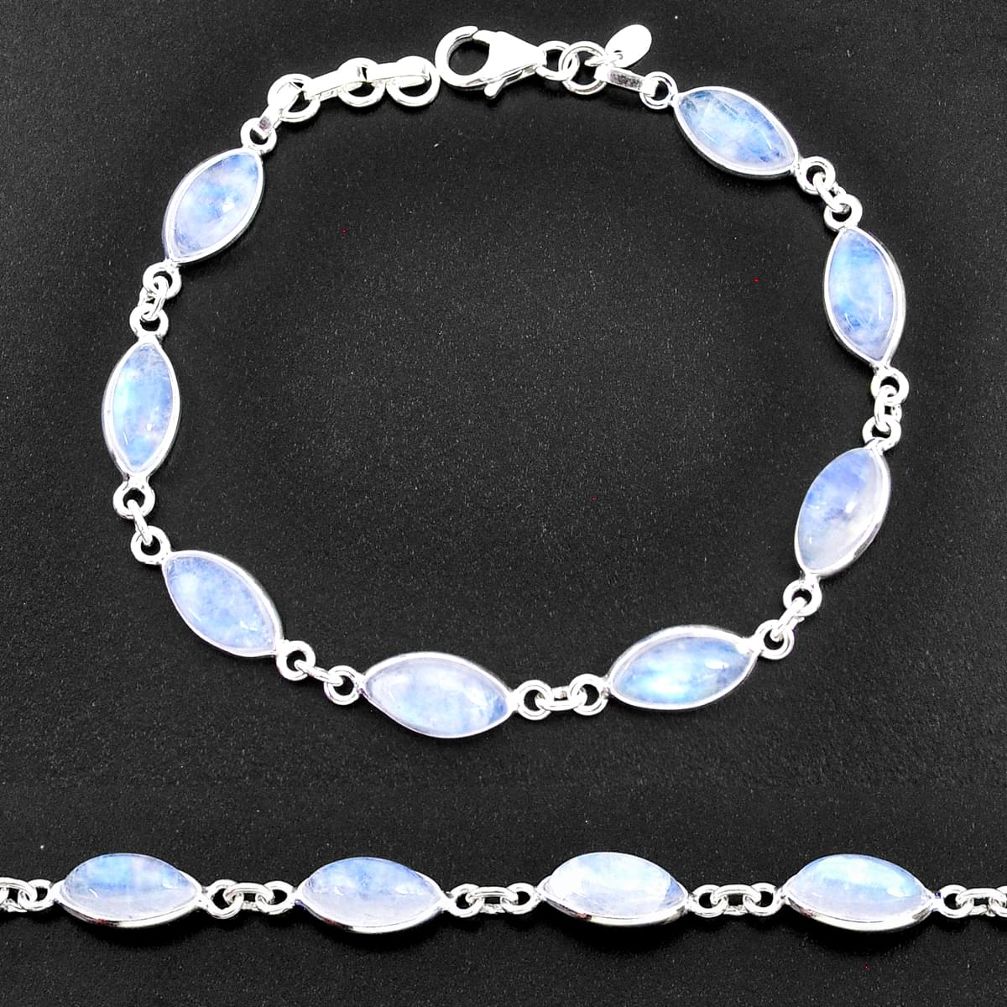 25.20cts natural rainbow moonstone 925 sterling silver tennis bracelet t14766