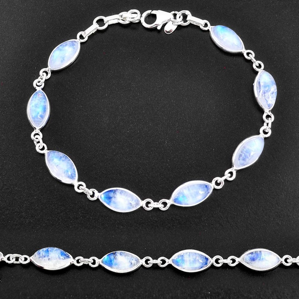 24.45cts natural rainbow moonstone 925 sterling silver tennis bracelet t14771