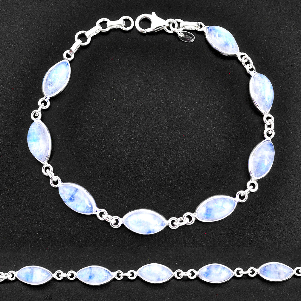 24.91cts natural rainbow moonstone 925 sterling silver tennis bracelet t14775