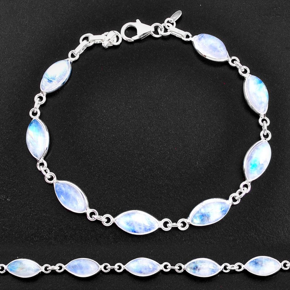 24.24cts natural rainbow moonstone 925 sterling silver tennis bracelet t14780