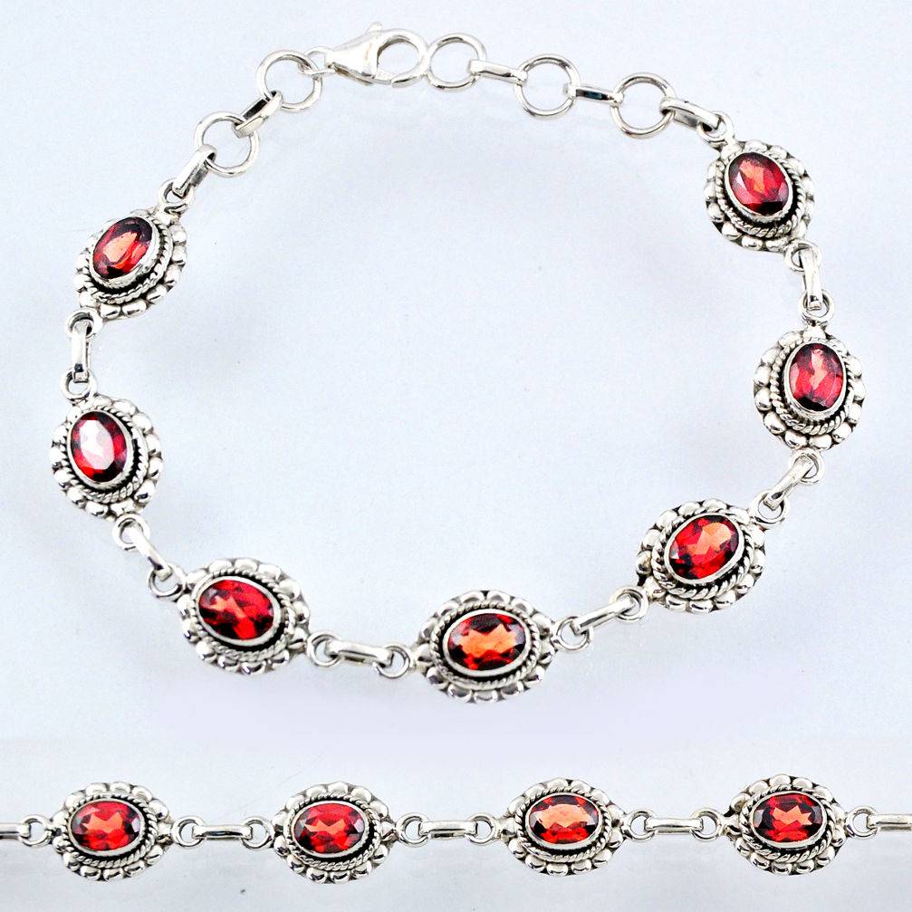 10.35cts natural red garnet 925 sterling silver tennis bracelet jewelry r54944