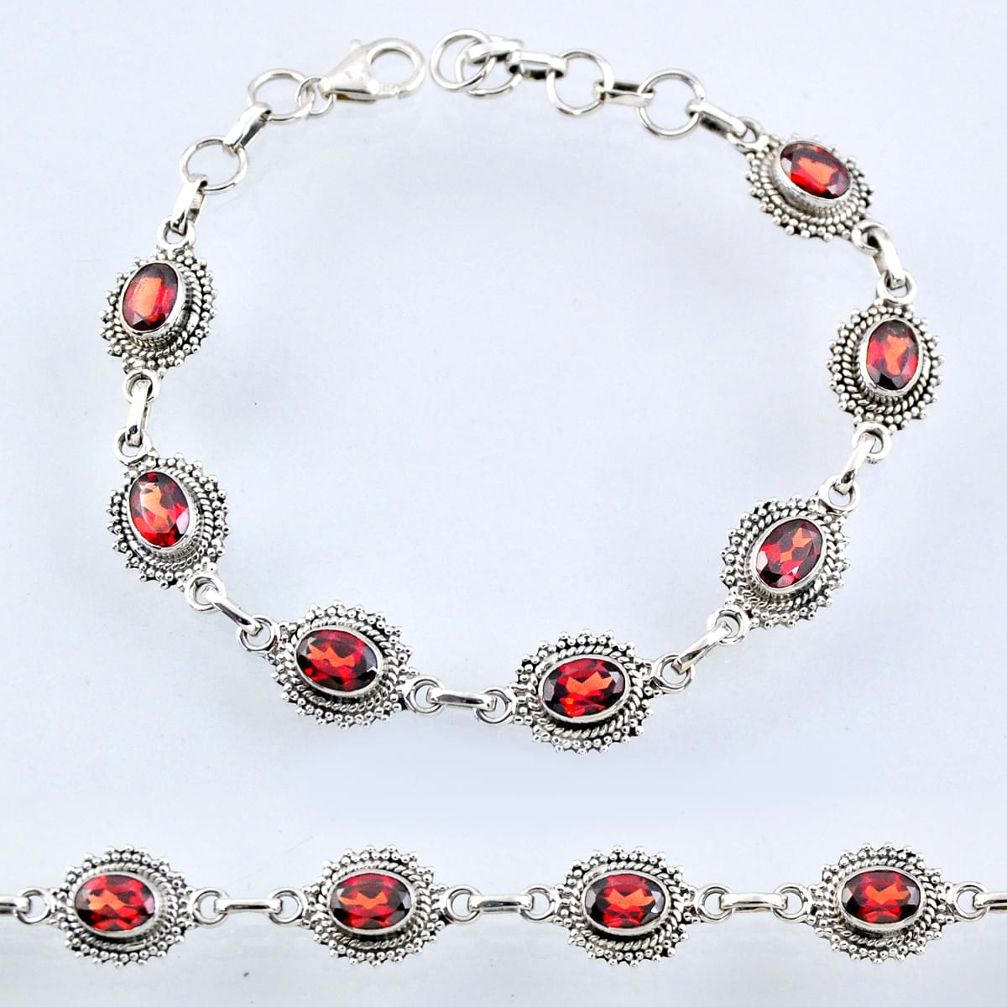 10.13cts natural red garnet 925 sterling silver tennis bracelet jewelry r54946