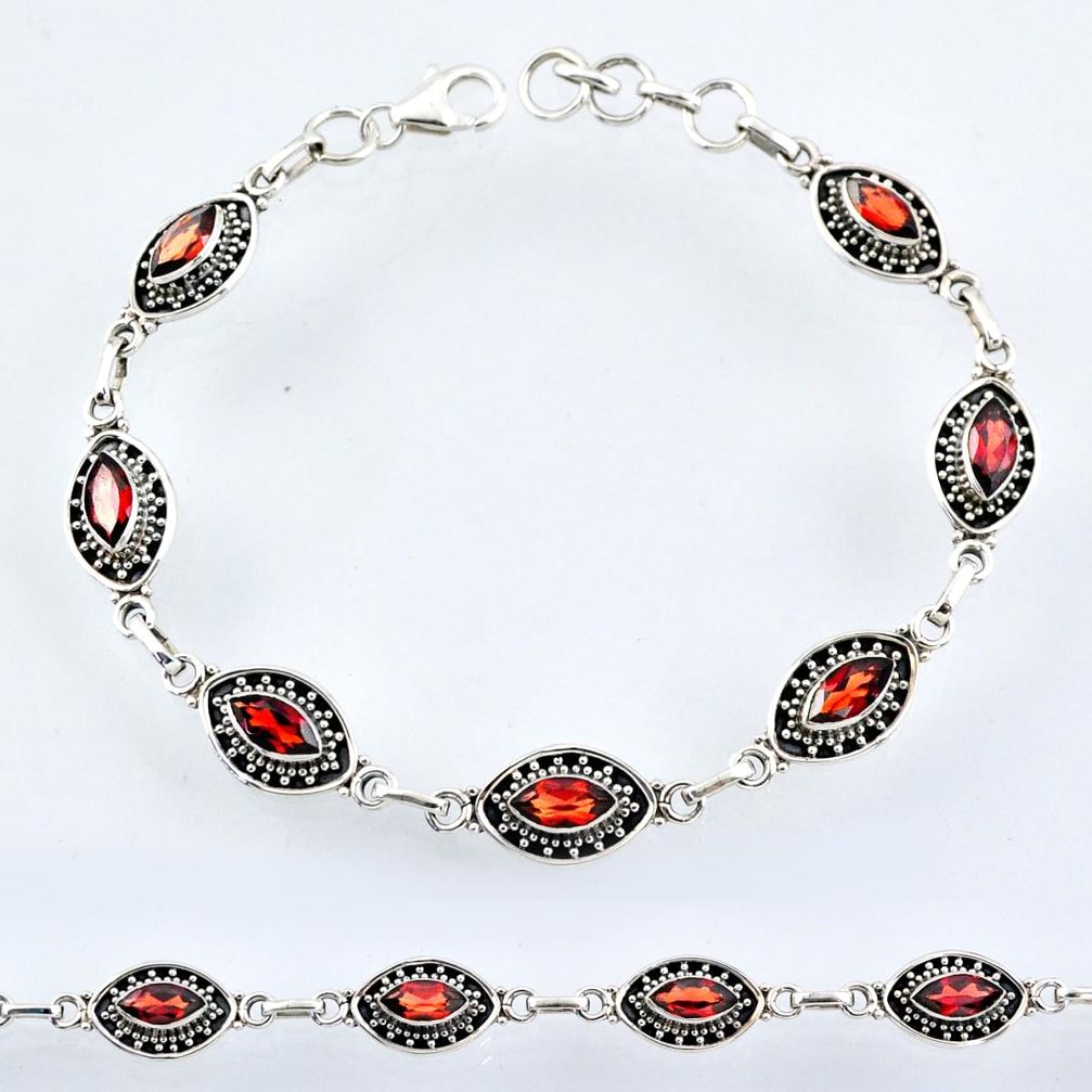 9.03cts natural red garnet 925 sterling silver tennis bracelet jewelry r54970