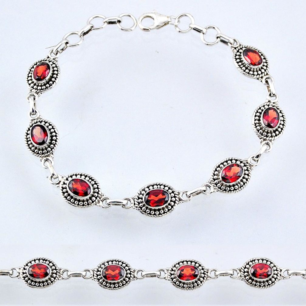 10.46cts natural red garnet 925 sterling silver tennis bracelet jewelry r54984