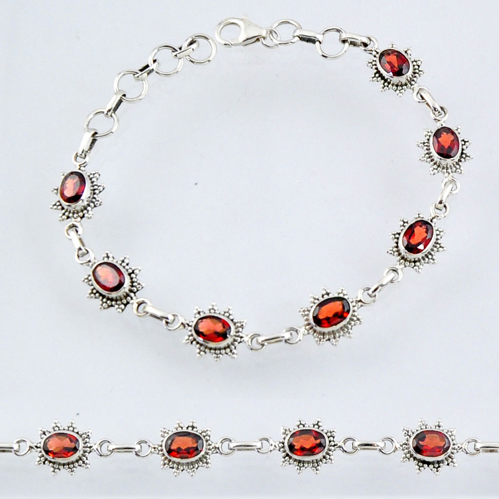 11.11cts natural red garnet 925 sterling silver tennis bracelet jewelry r55001