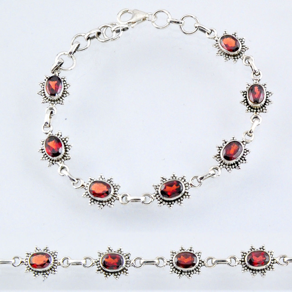 11.36cts natural red garnet 925 sterling silver tennis bracelet jewelry r55003