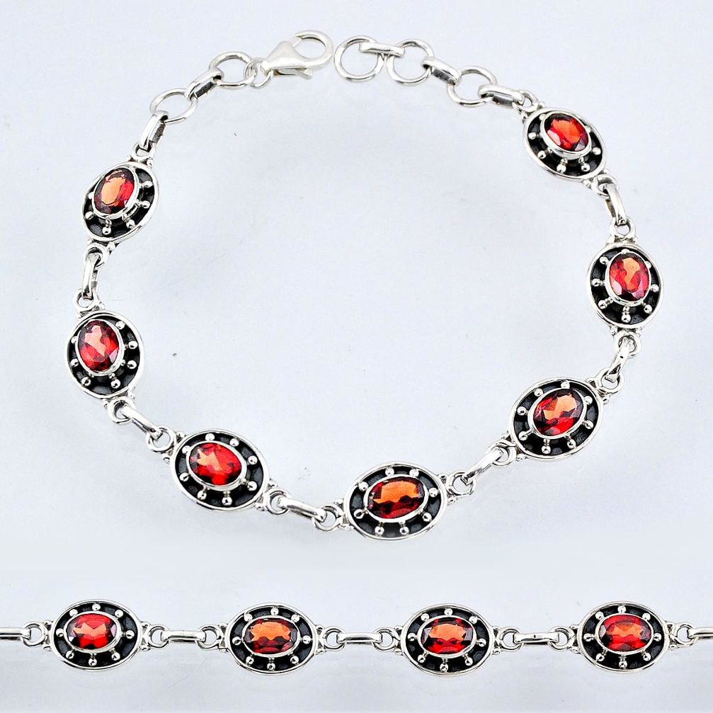 11.36cts natural red garnet 925 sterling silver tennis bracelet jewelry r55032