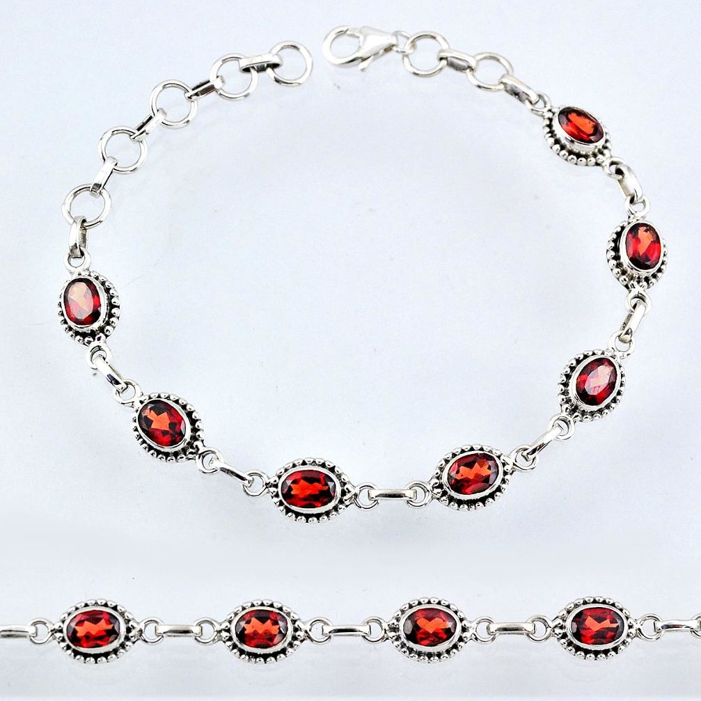 11.32cts natural red garnet 925 sterling silver tennis bracelet jewelry r55046