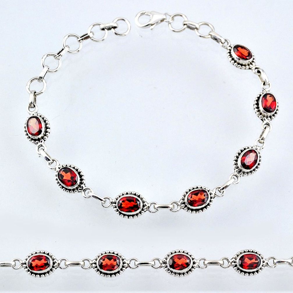 11.38cts natural red garnet 925 sterling silver tennis bracelet jewelry r55047