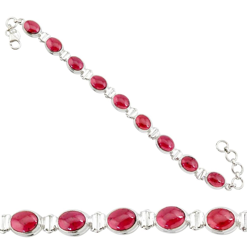 39.01cts natural red garnet 925 sterling silver tennis bracelet jewelry r84251