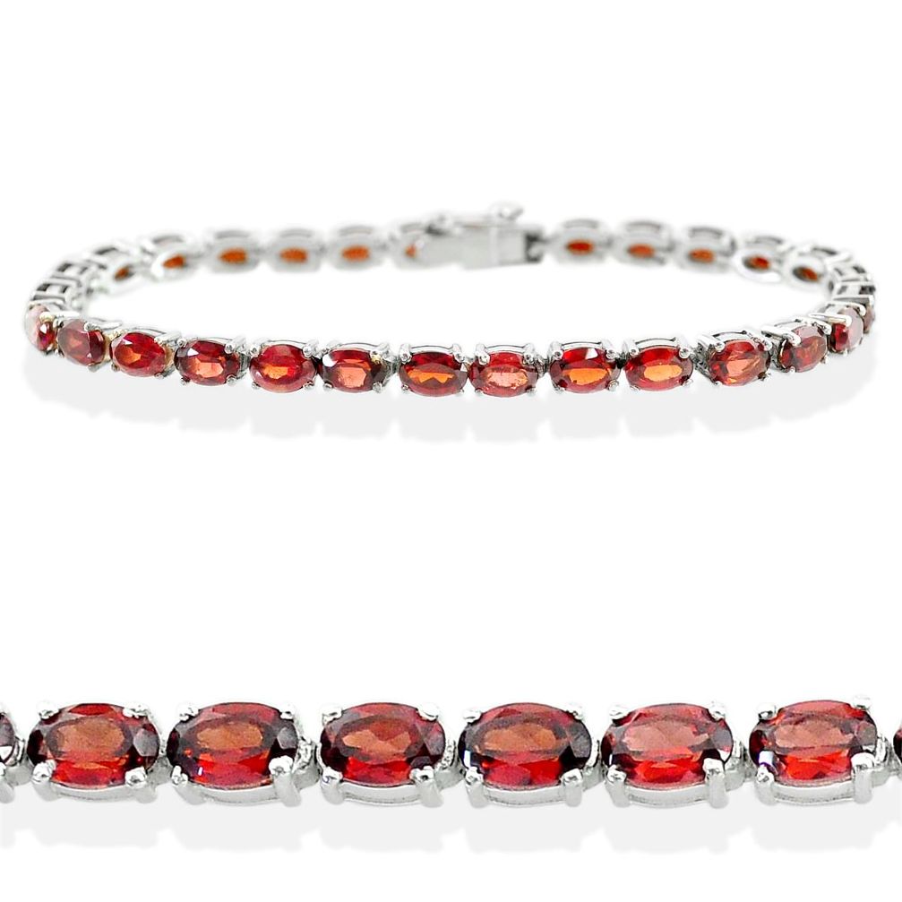 26.98cts natural red garnet 925 sterling silver tennis bracelet jewelry t12307