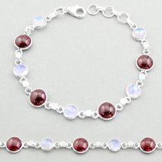 17.65cts natural red garnet moonstone 925 sterling silver bracelet t74031