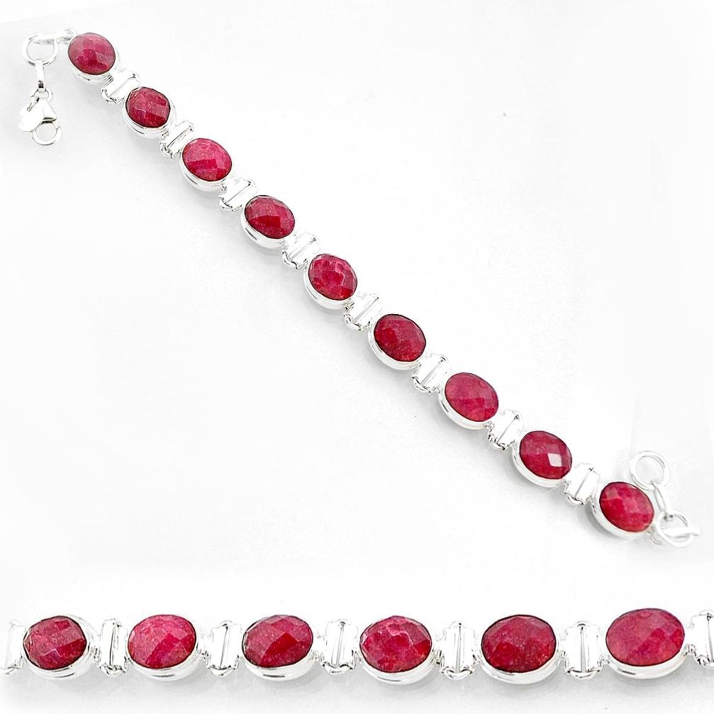 36.16cts natural red ruby 925 sterling silver tennis bracelet jewelry r72982