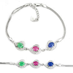 LAB LAB Natural red ruby sapphire emerald topaz 925 silver tennis bracelet c19766