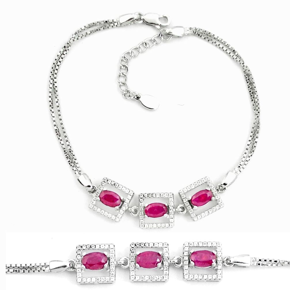 6.08cts natural red ruby topaz 925 sterling silver tennis bracelet c19681
