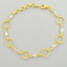 6.03cts natural white herkimer diamond 925 silver gold bracelet jewelry u88262