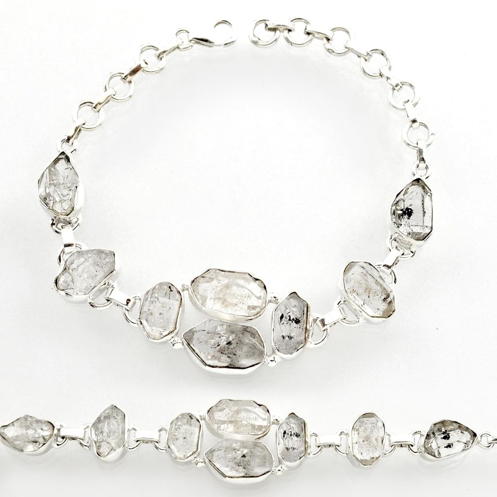 38.46cts natural white herkimer diamond 925 silver tennis bracelet r27566