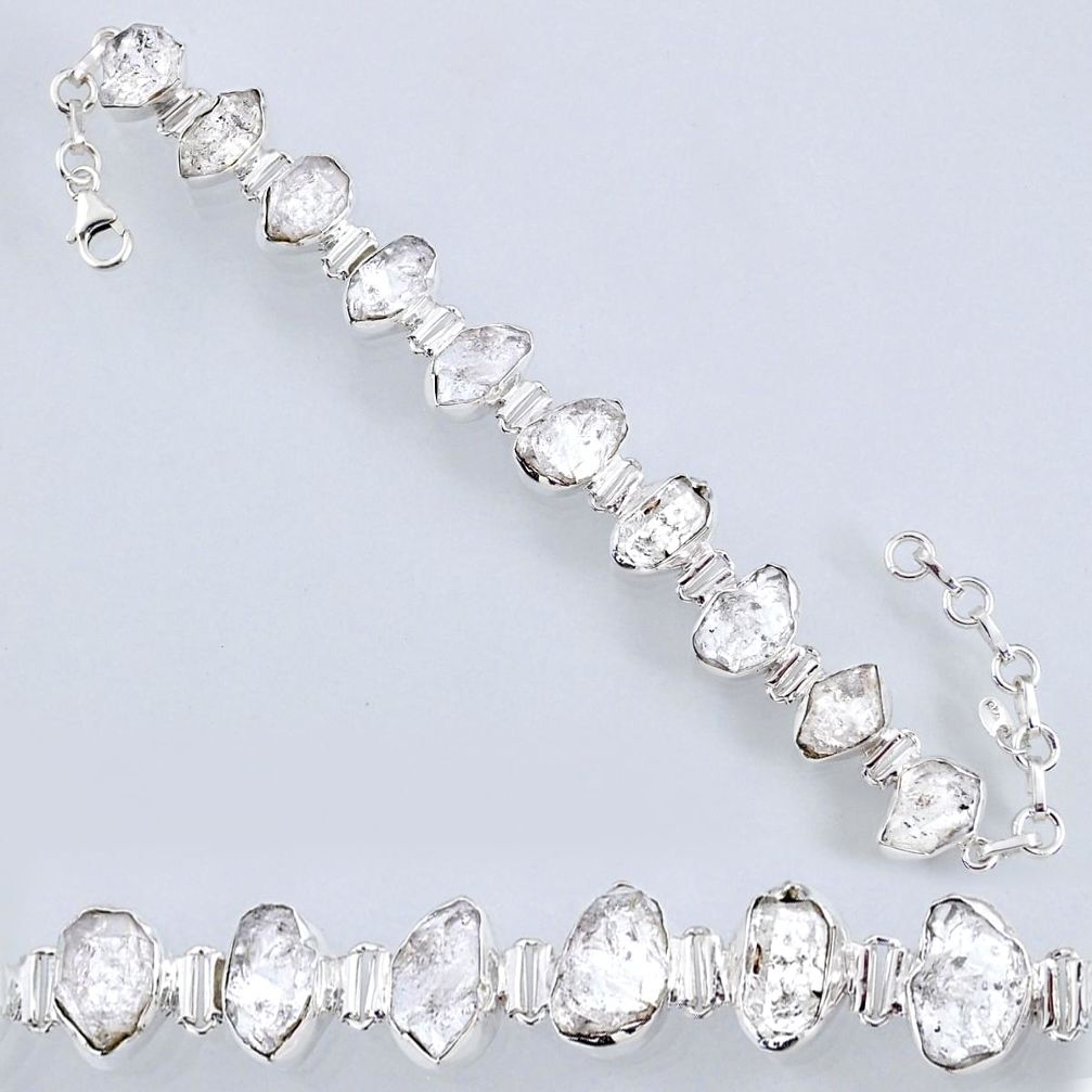 50.47cts natural white herkimer diamond 925 silver tennis bracelet r61719