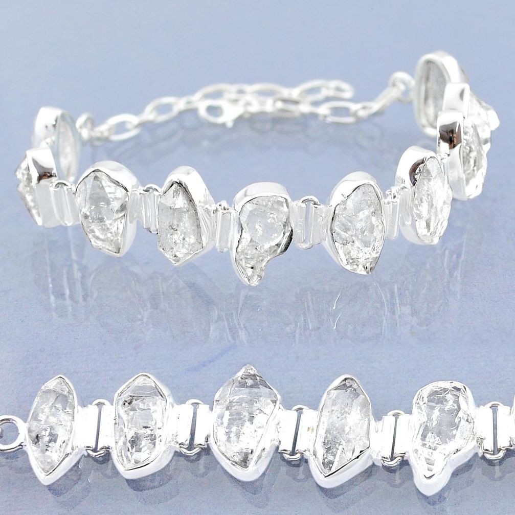 45.52cts natural white herkimer diamond 925 silver tennis bracelet t6681