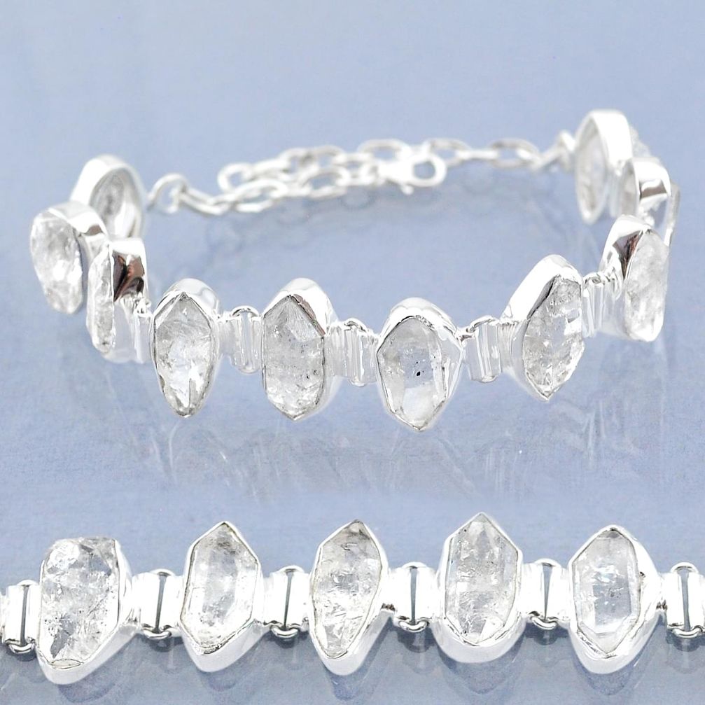 47.72cts natural white herkimer diamond 925 silver tennis bracelet t6682