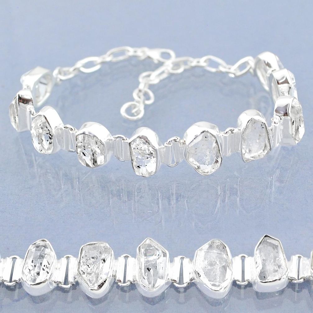 39.36cts natural white herkimer diamond 925 silver tennis bracelet t6686