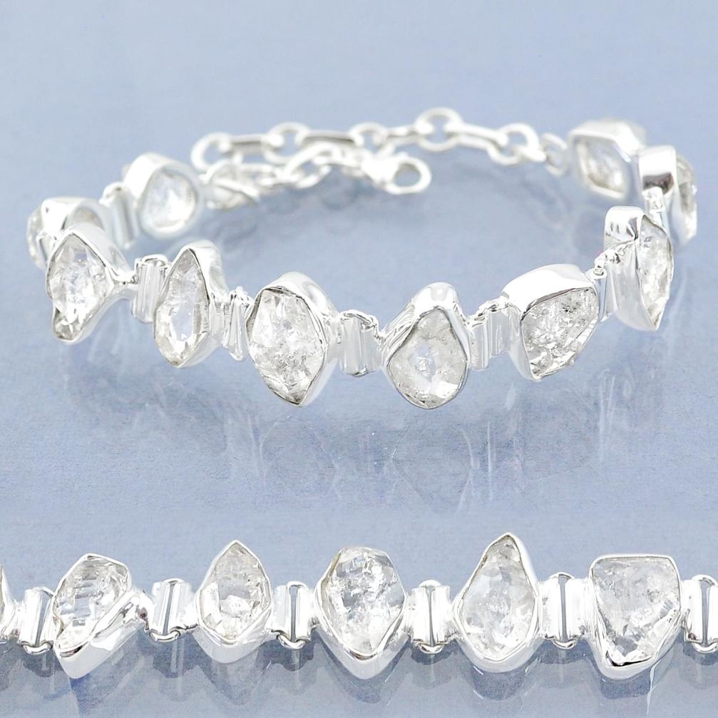 40.17cts natural white herkimer diamond 925 silver tennis bracelet t6687