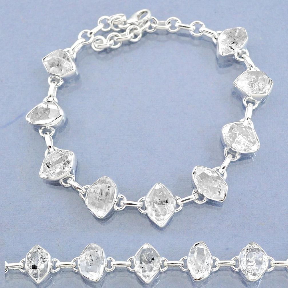 37.08cts natural white herkimer diamond 925 silver tennis bracelet t7752