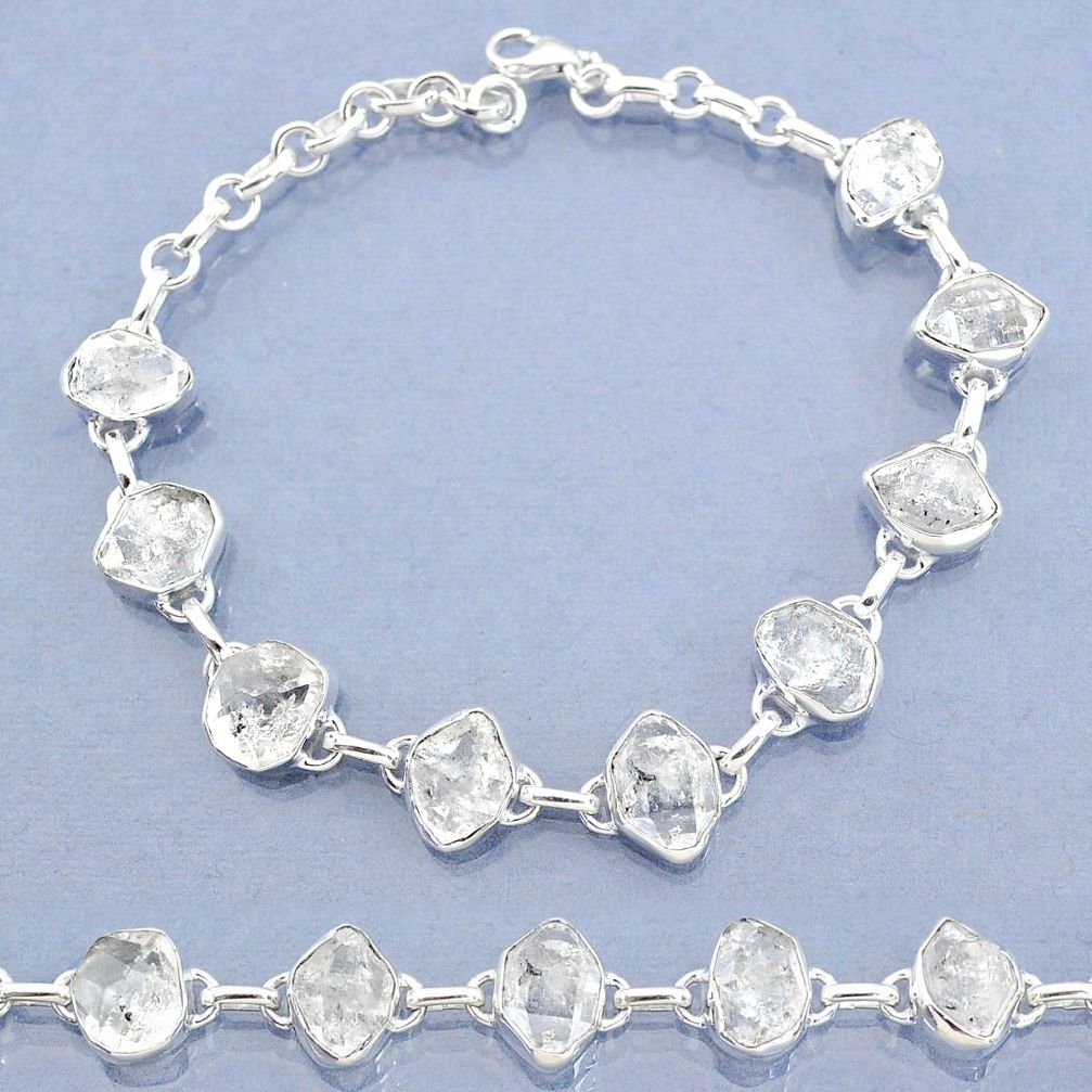 36.05cts natural white herkimer diamond 925 silver tennis bracelet t7753