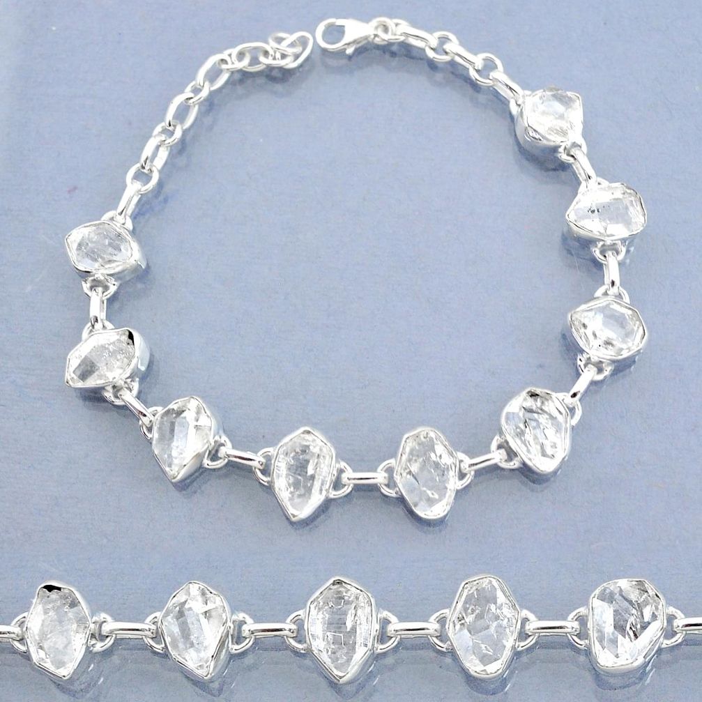 38.71cts natural white herkimer diamond 925 silver tennis bracelet t7754