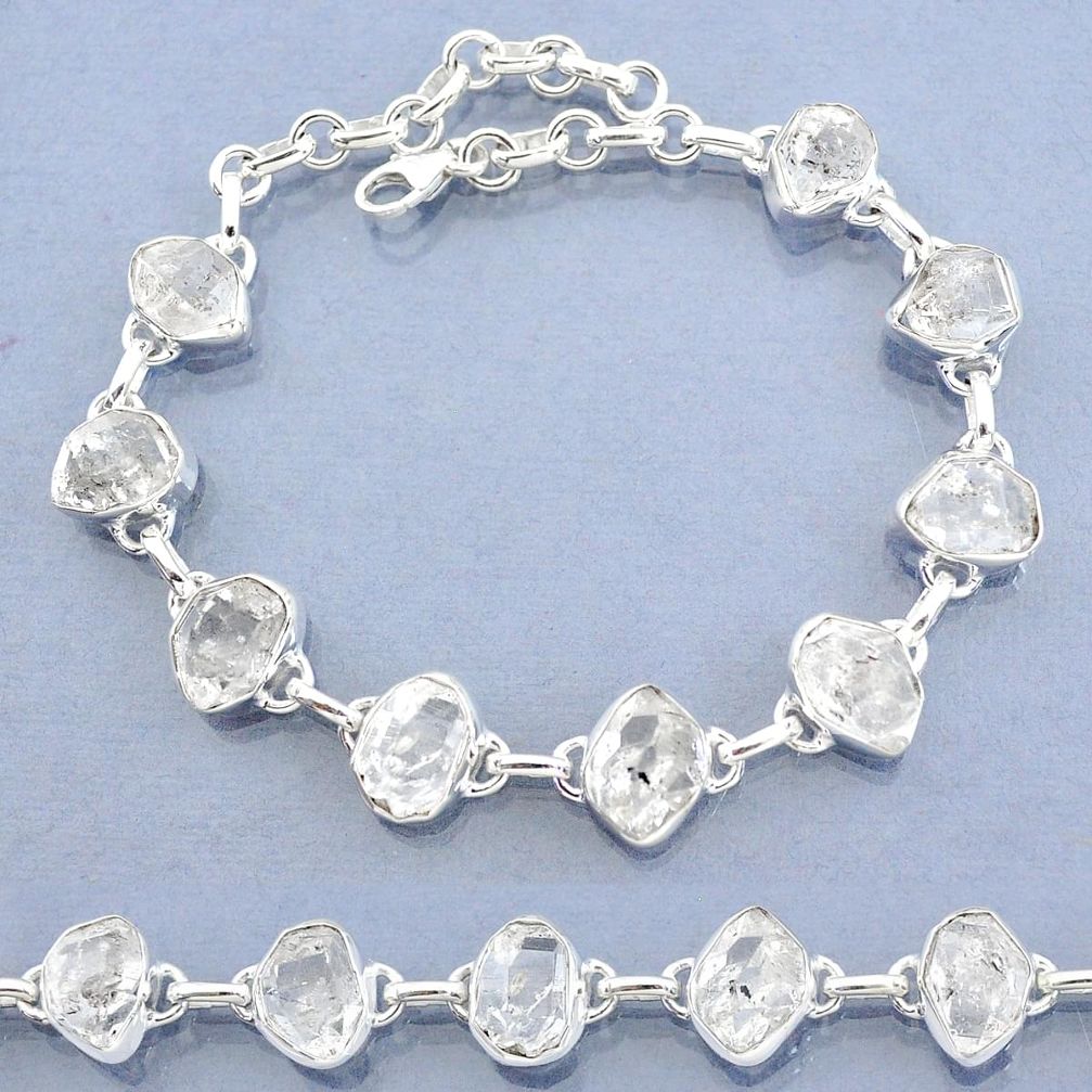 37.65cts natural white herkimer diamond 925 silver tennis bracelet t7756