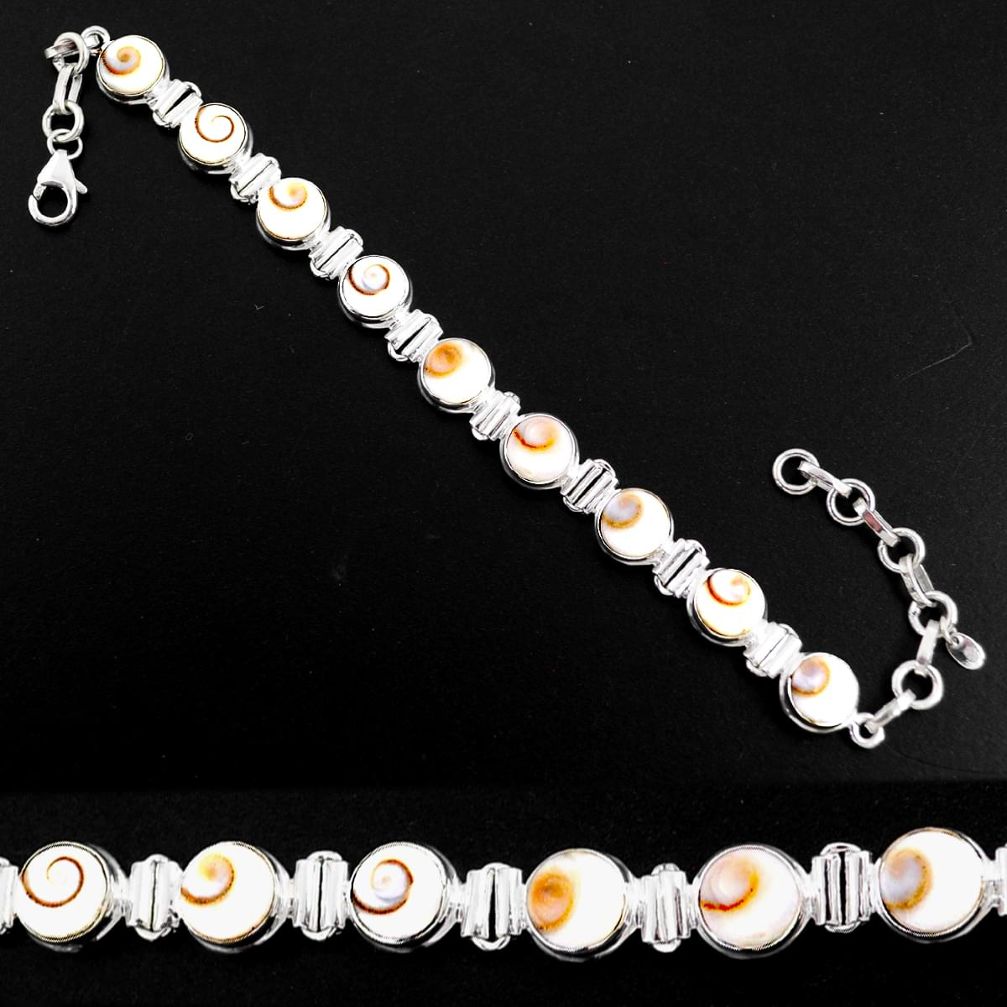 25.53cts natural white shiva eye 925 sterling silver bracelet jewelry r63593