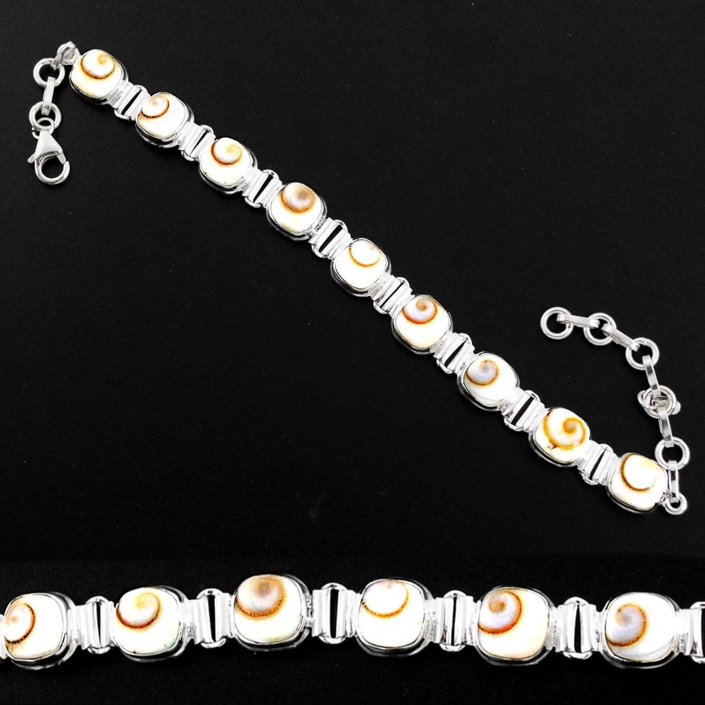 26.37cts natural white shiva eye 925 sterling silver bracelet jewelry r63594