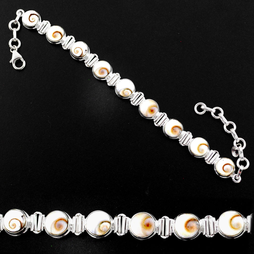 26.30cts natural white shiva eye 925 sterling silver bracelet jewelry r63596