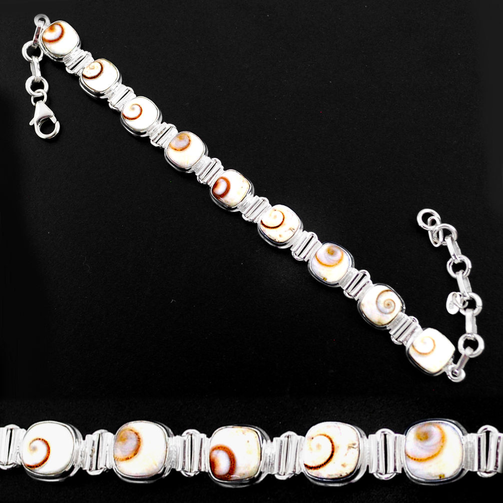 28.71cts natural white shiva eye 925 sterling silver bracelet jewelry r63598