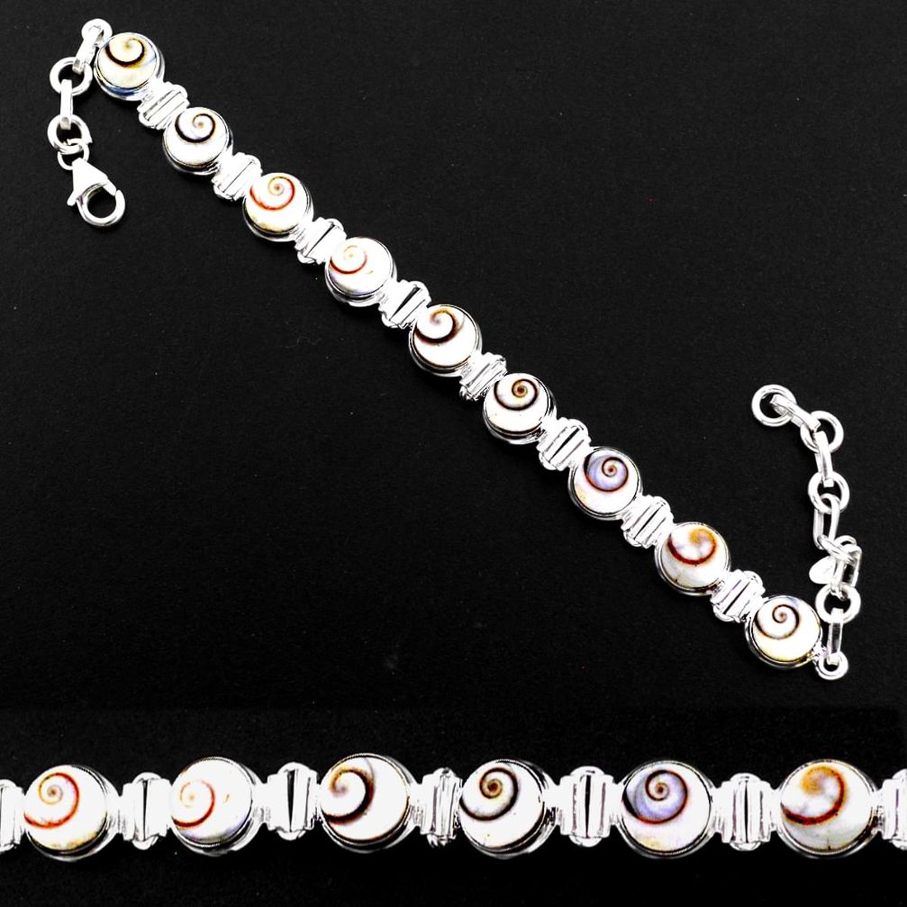 25.94cts natural white shiva eye 925 sterling silver bracelet jewelry r63600