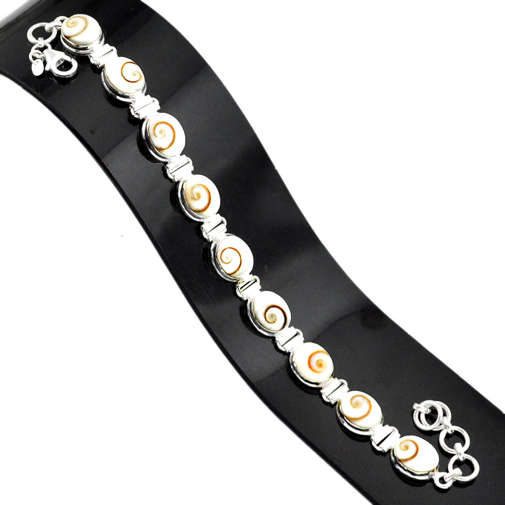 35.44cts natural white shiva eye 925 sterling silver tennis bracelet r84357