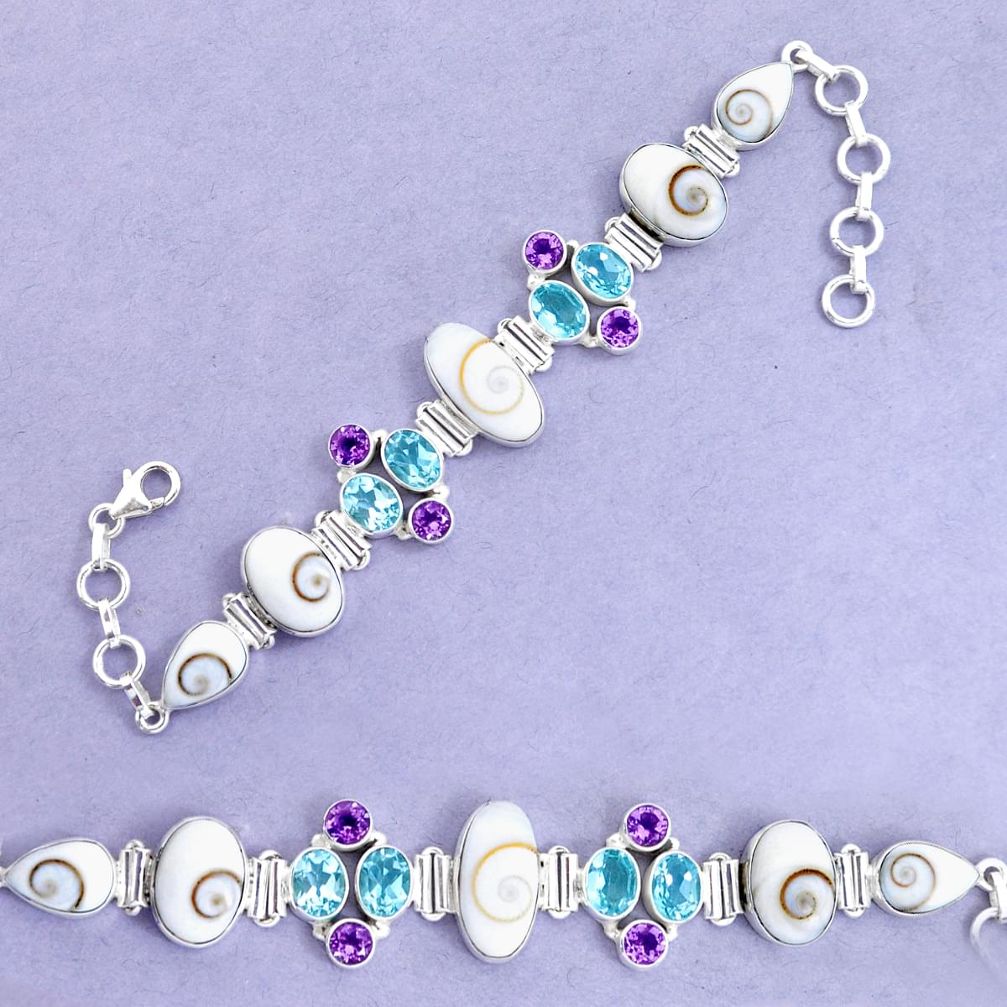  white shiva eye amethyst 925 silver tennis bracelet p19283