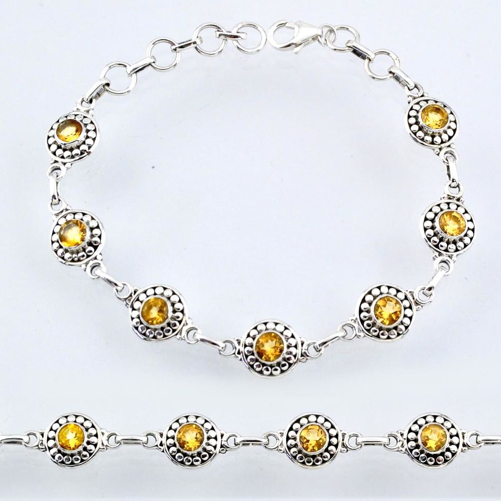 6.29cts natural yellow citrine 925 sterling silver tennis bracelet r54921