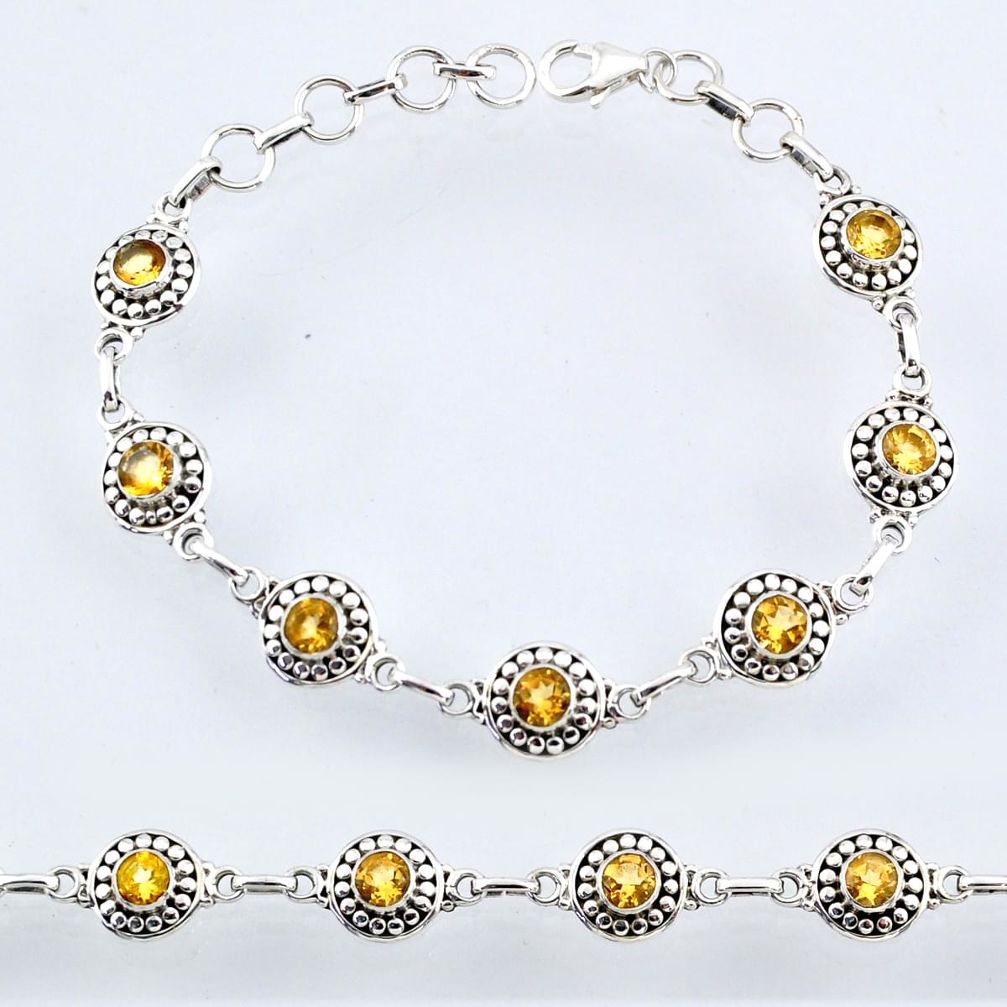 6.16cts natural yellow citrine 925 sterling silver tennis bracelet r54922