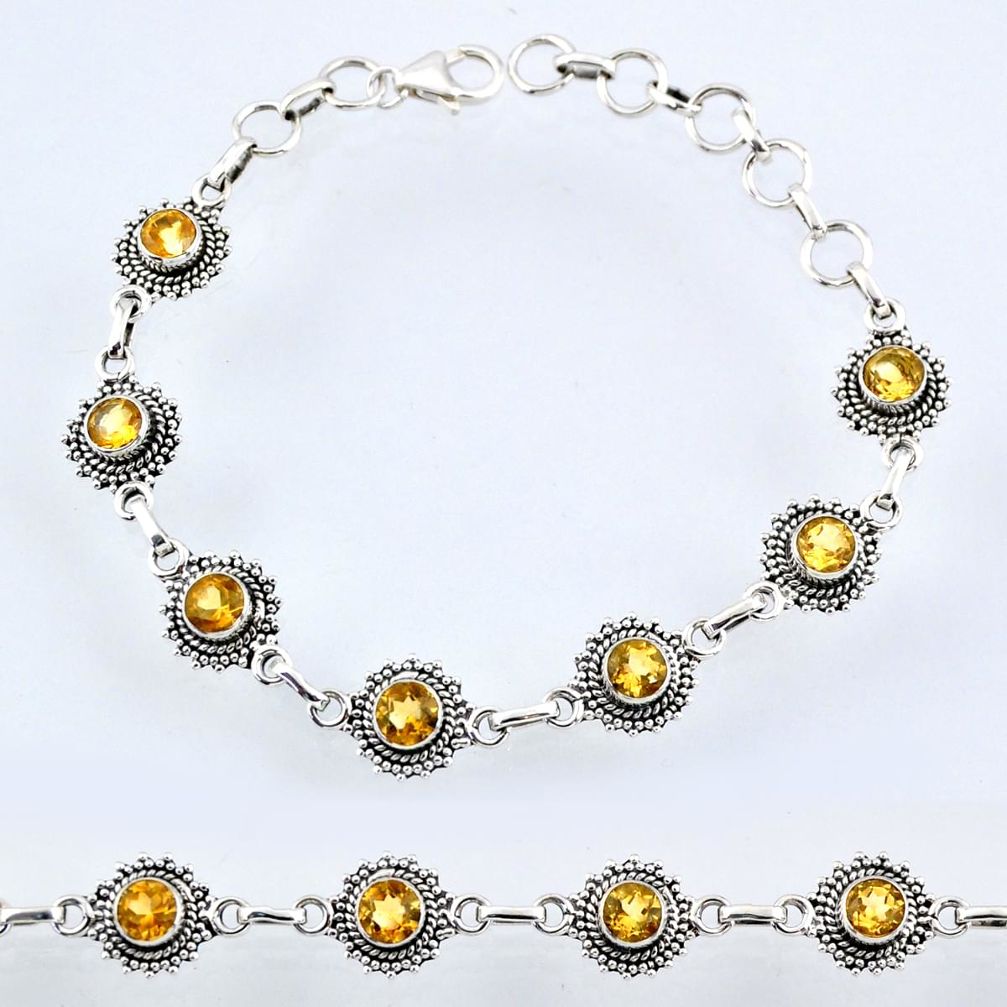 6.29cts natural yellow citrine 925 sterling silver tennis bracelet r54942