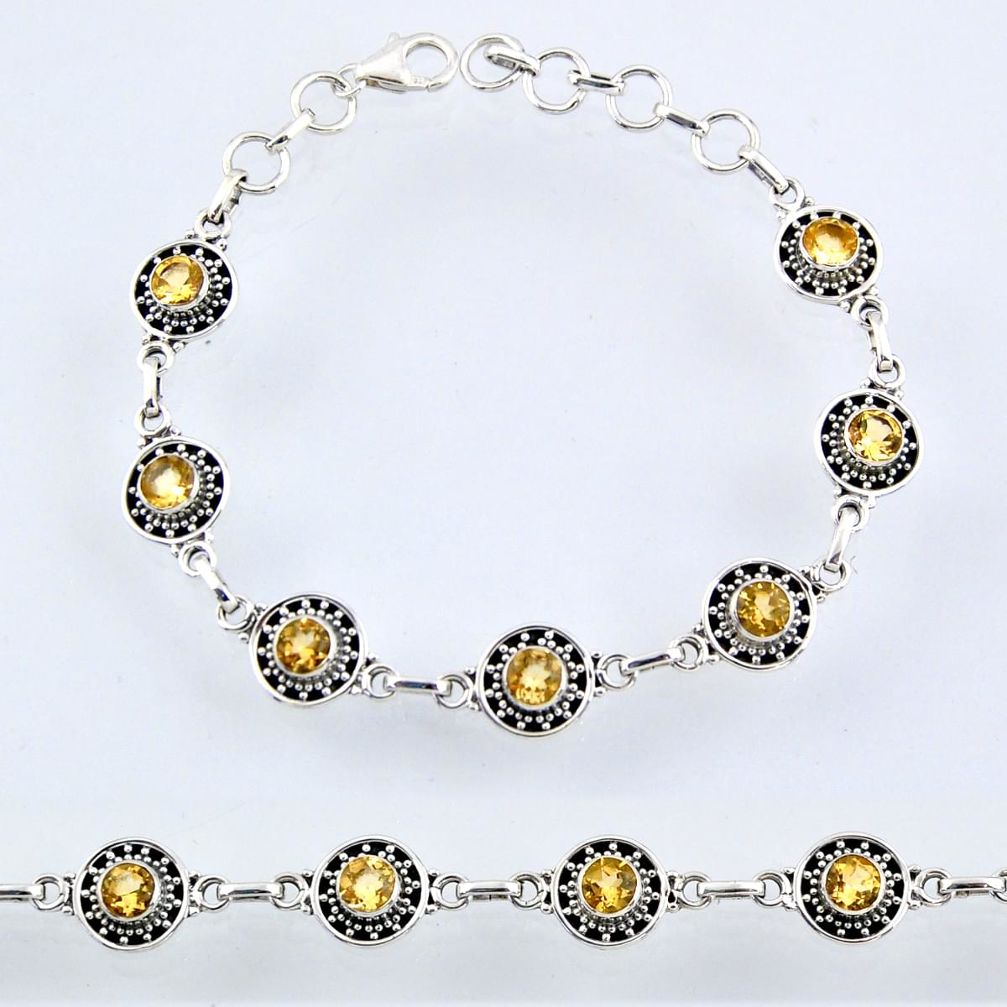 5.93cts natural yellow citrine 925 sterling silver tennis bracelet r54961