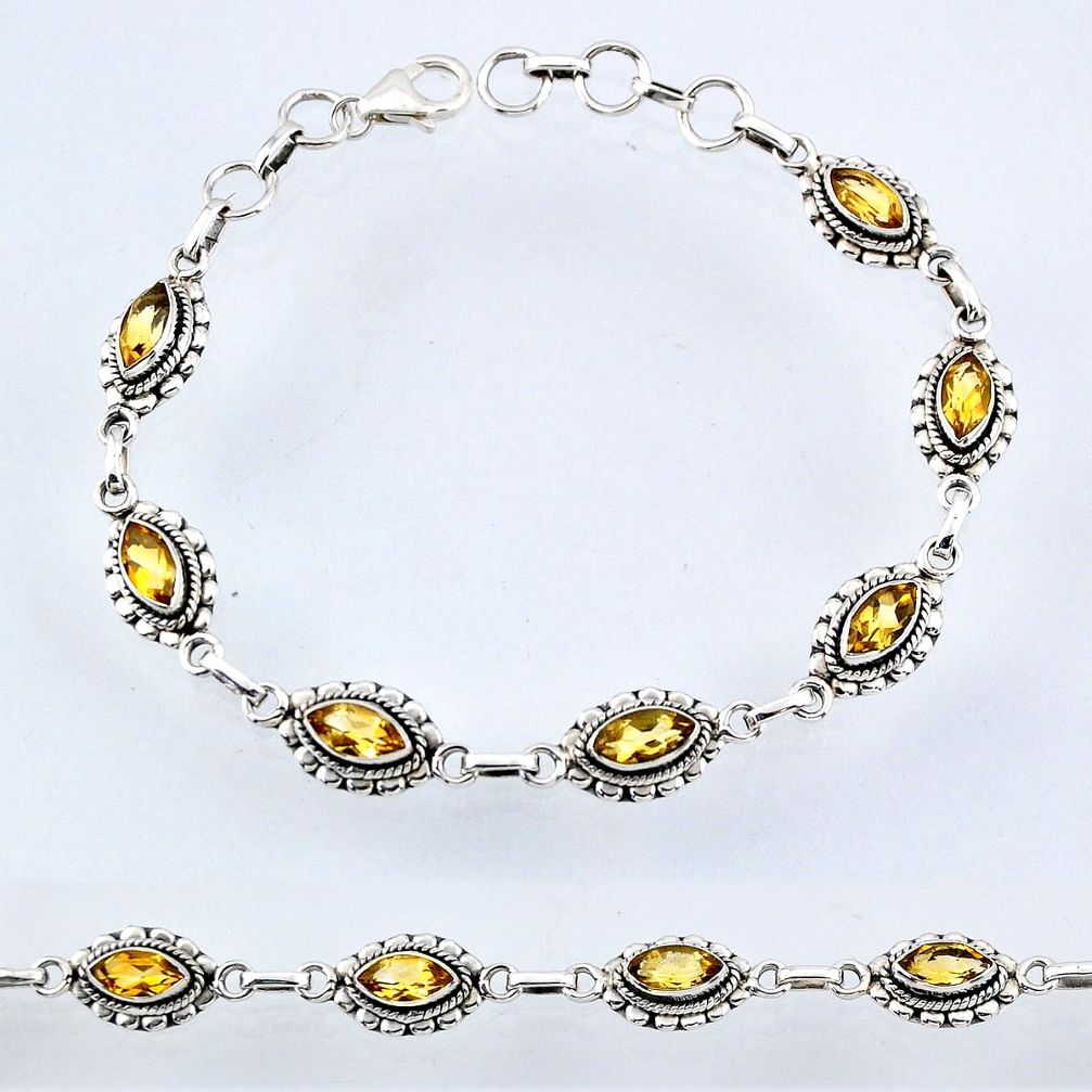 9.23cts natural yellow citrine 925 sterling silver tennis bracelet r54981