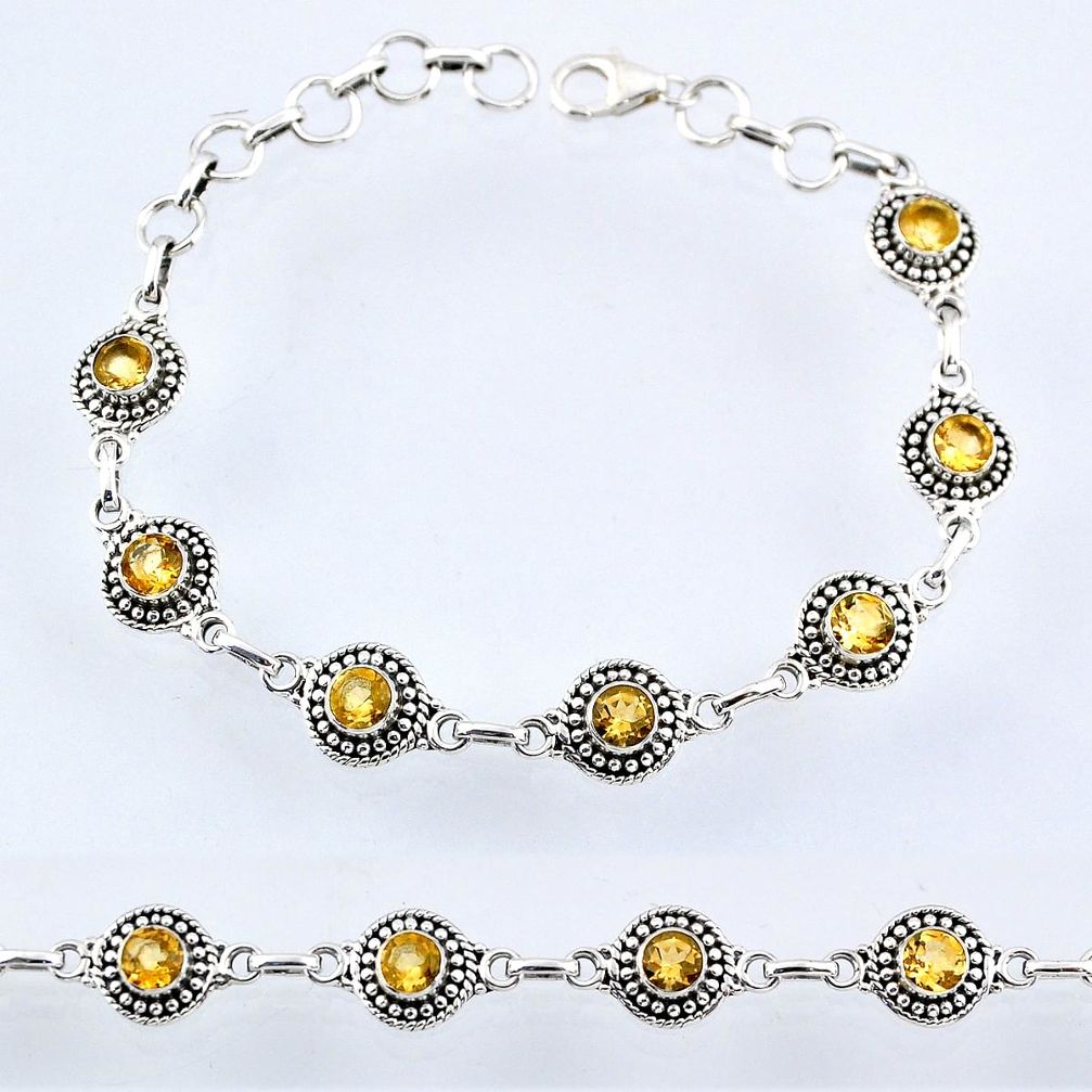 6.29cts natural yellow citrine 925 sterling silver tennis bracelet r54982