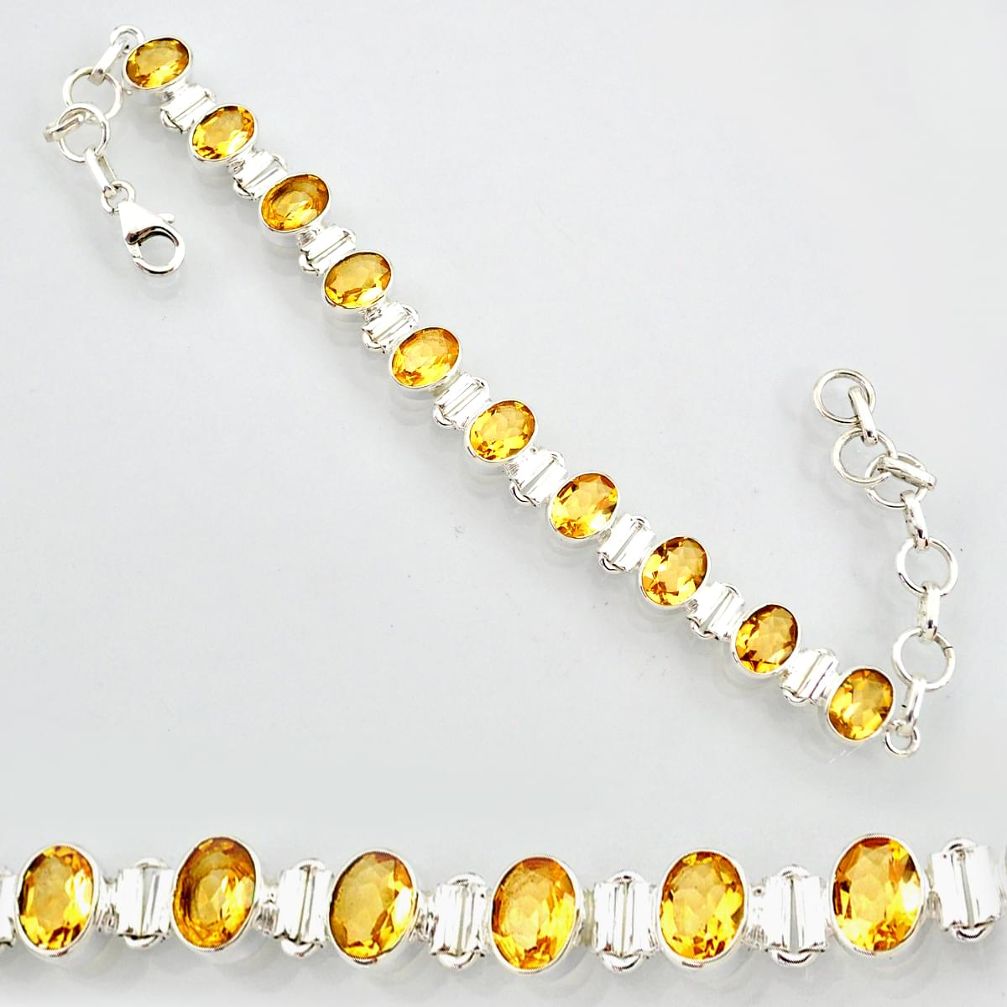 20.22cts natural yellow citrine 925 sterling silver tennis bracelet r87071