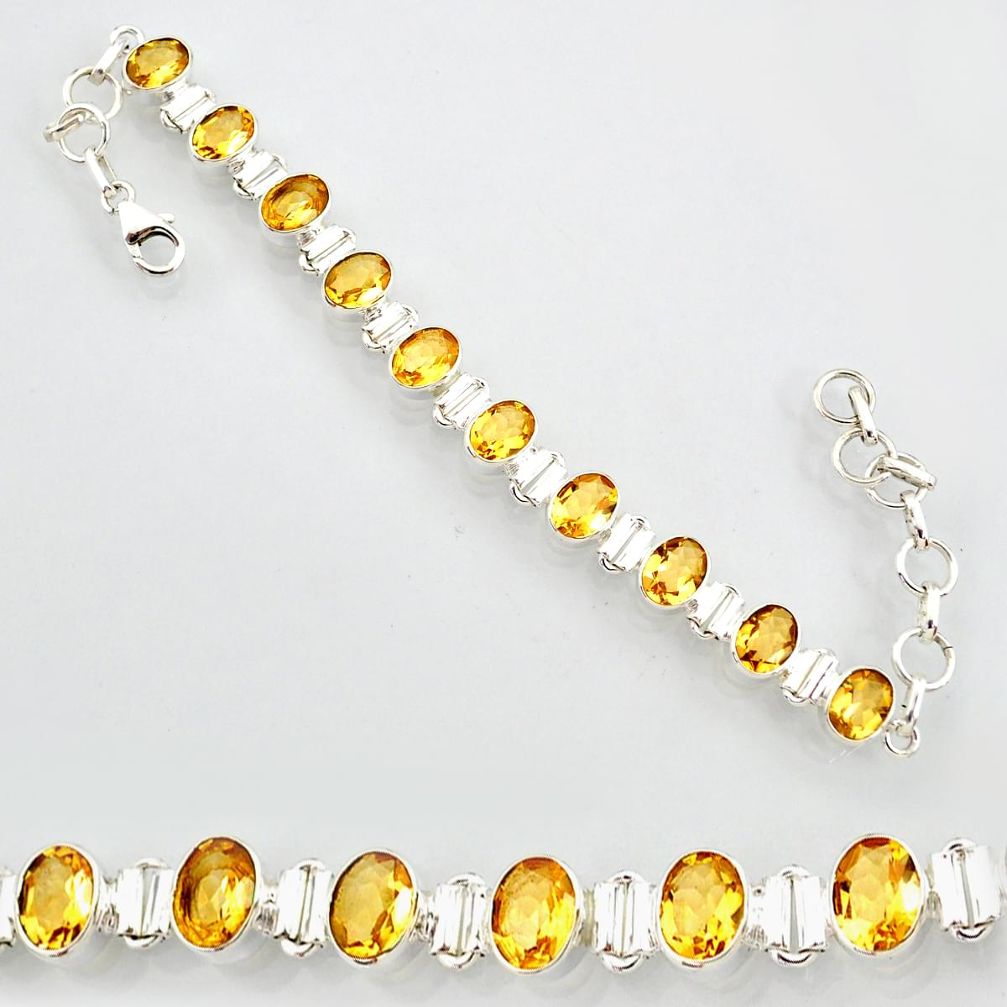 20.22cts natural yellow citrine 925 sterling silver tennis bracelet r87091