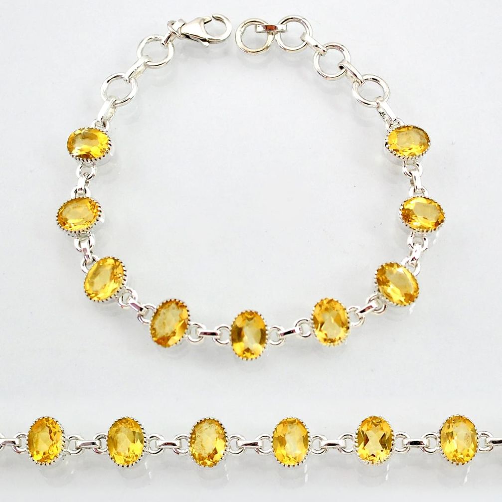19.52cts natural yellow citrine 925 sterling silver tennis bracelet r87092