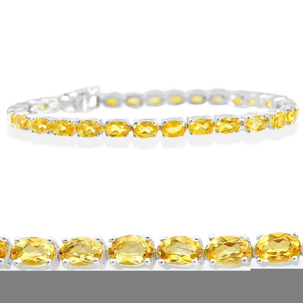 26.94cts natural yellow citrine 925 sterling silver tennis bracelet t12290