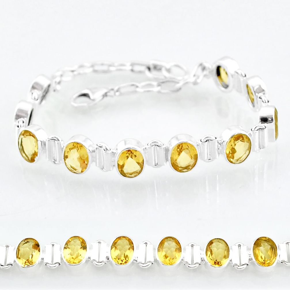 20.43cts natural yellow citrine 925 sterling silver tennis bracelet t4587