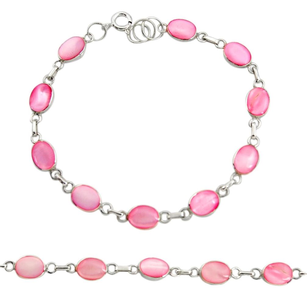 5.25gms pink pearl enamel 925 sterling silver bracelet jewelry c9910